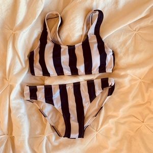 navy blue & white bikini